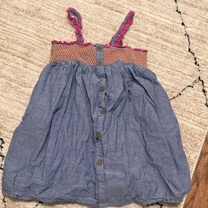 Cat & Jack Denim Blue Dress with Pink and Orange Details